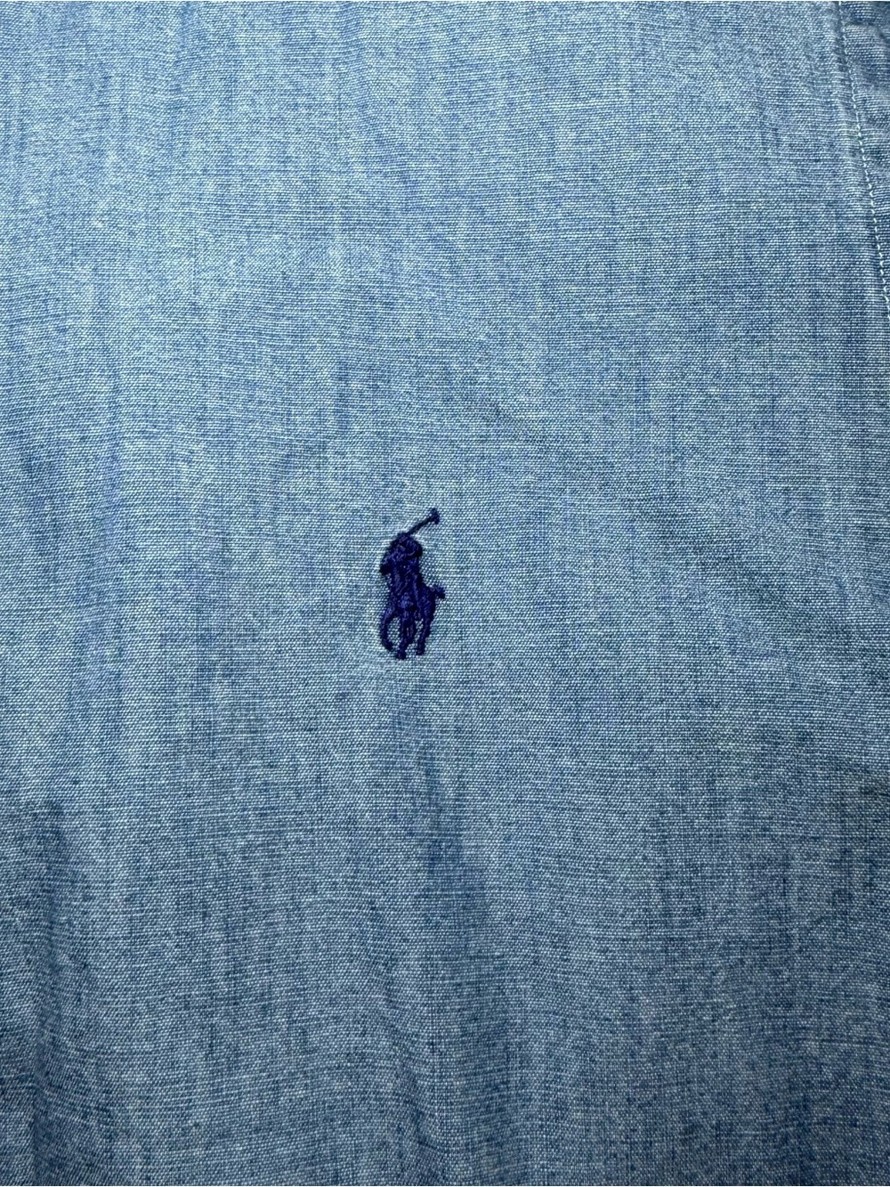 Polo Ralph Lauren Shirt Mens Medium Blue Chambray Button Up Slim Fit Navy Preppy - Picture 2 of 9